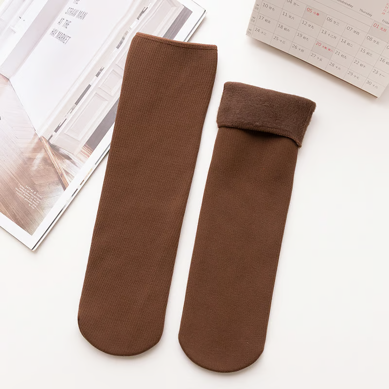 Chaussettes thermiques d'hiver en velours douillet