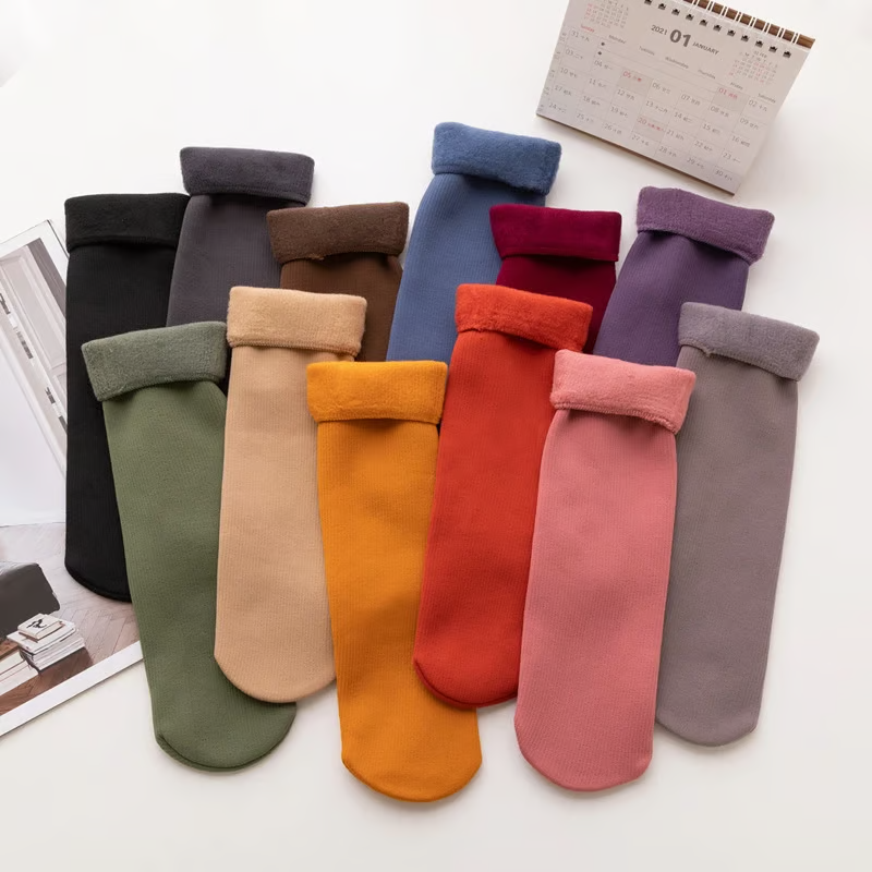 Chaussettes thermiques d'hiver en velours douillet