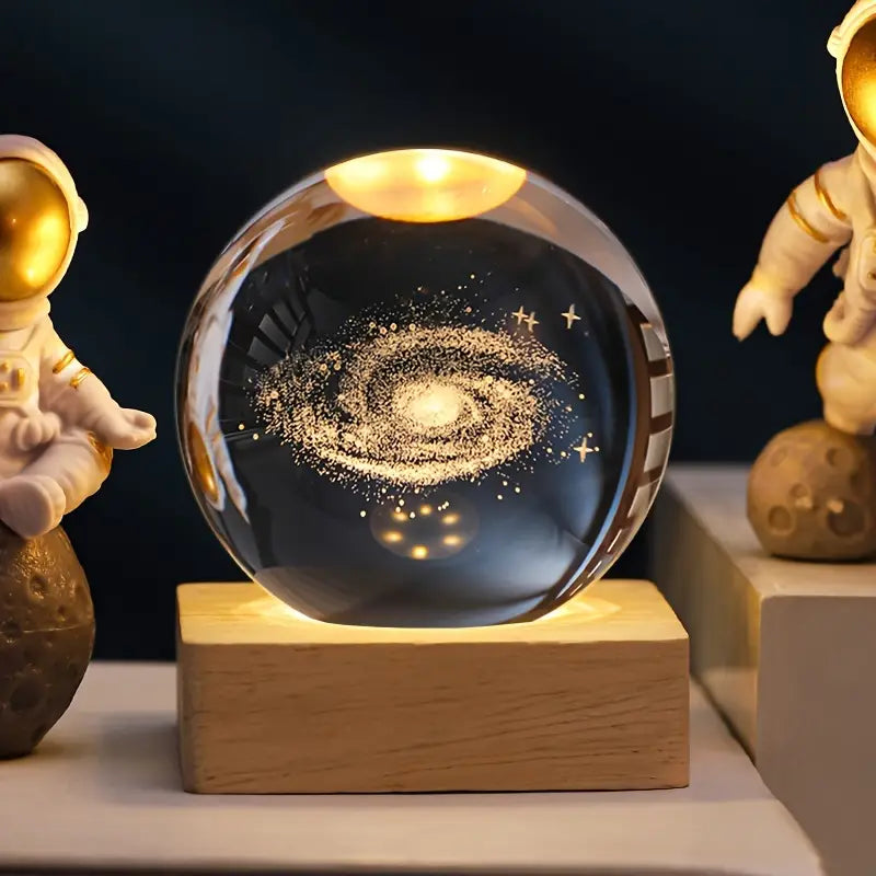 Crystal Glass Globe™ | Luminous Solar System Art On Square Base